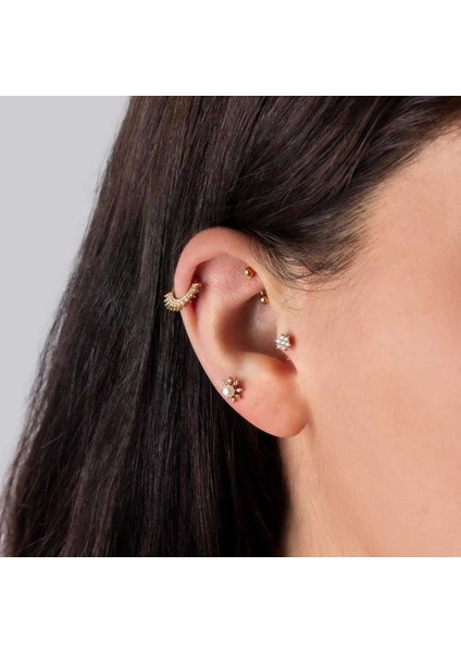 Taşlı Diken Motifli Helix Piercing