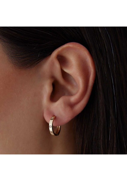 Taşlı Düz Halka Küpe