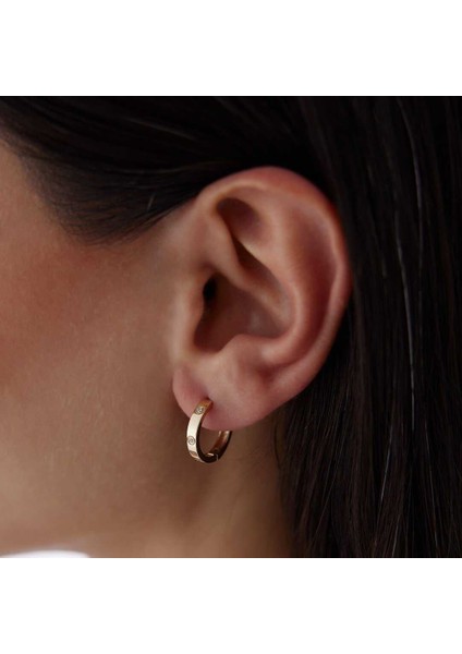 Taşlı Düz Halka Küpe modelleri