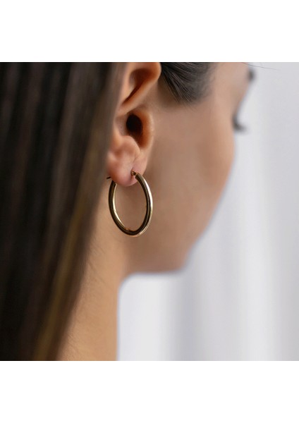 Oval Bombe Halka Küpe