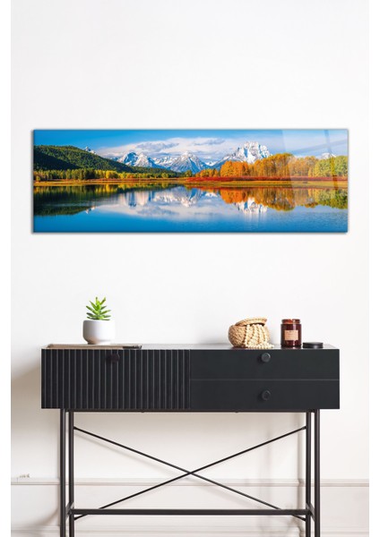 Sonbahar Doğa Manzarası Panoramik Cam Tablo, Darbelere Dayanıklı Kırılmaz Cam, Hediyelik