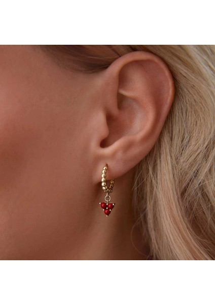 Üç Top Mercan Sallantılı Küpe