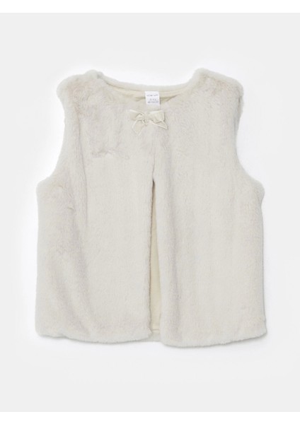 Lcw Kids Bej Bisiklet Yaka Suni Kürklü Kız Çocuk Yelek