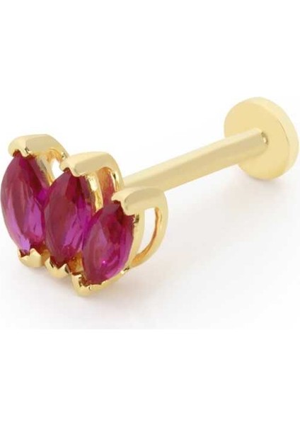 Üçlü Kırmızı Markiz Tragus Piercing