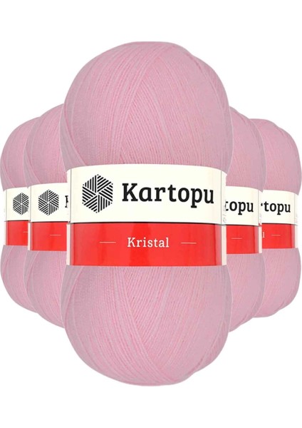 5 Adet Kristal Çift Katlı El Örgü Lif Ipi Bebe Pembe K788