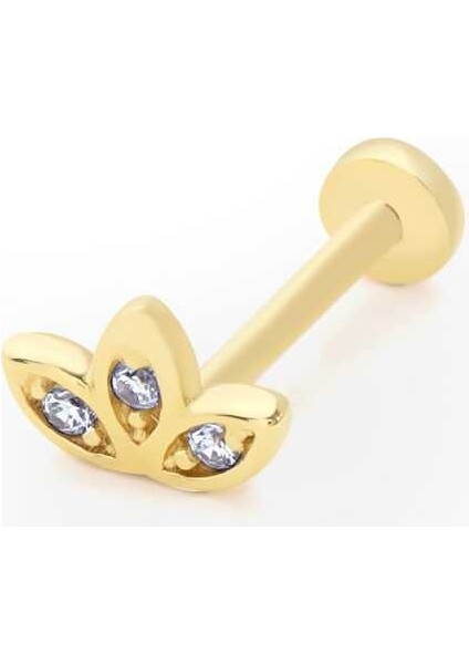 Lotus Model Üç Taşlı Tragus Piercing