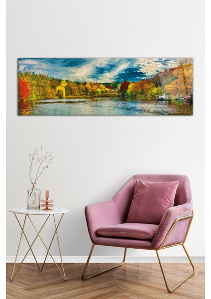 Rengarenk Orman ve Doğa Manzarası Panoramik Cam Tablo, Darbelere Dayanıklı Kırılmaz Cam, Hediyelik fiyatları