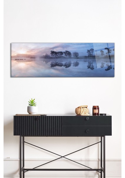 Puslu Doğa Yansıması Panoramik Cam Tablo, Darbelere Dayanıklı Kırılmaz Cam, Hediyelik