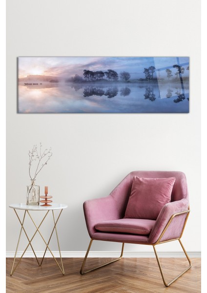 Puslu Doğa Yansıması Panoramik Cam Tablo, Darbelere Dayanıklı Kırılmaz Cam, Hediyelik fiyatları
