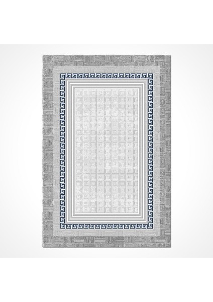 Abomasum Lacivert Çerçeveli Etnik Modern Desenli Akrilik Hav Vermeyen Leke Tutmayan Kolay Temizlenen Yumuşak Makine Salon Yolluk Mutfak Halı fiyatları