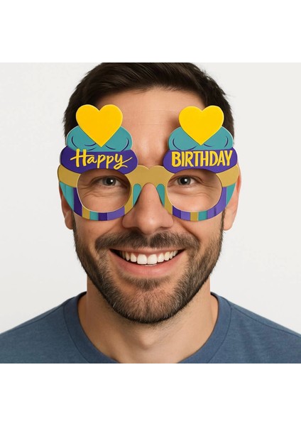 Cupcake Temalı Doğum Günü Renkli Karton Happy Birthday Gözlüğü 6 Adet (4887) fiyatları