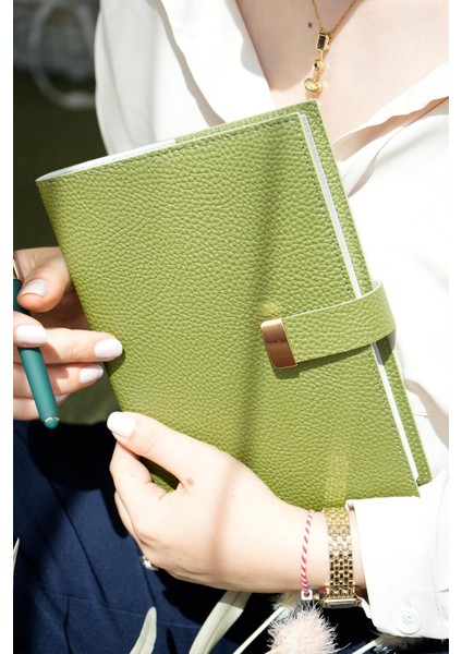 Executive Vegan Deri Defter. A5. 100 Gr. 240 Sayfa. Kenar Yaldızlı Yeşil indirimleri