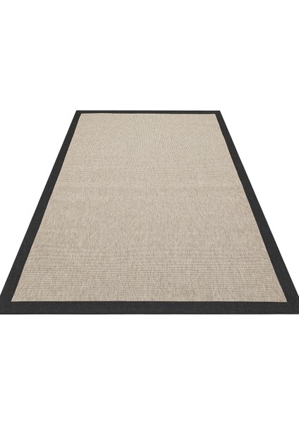 Siyah Çerçeveli Etnik Modern Desenli Poliproplen Hav Vermeyen Leke Tutmayan Kolay Temizlenen Yumuşak Makine Salon Yolluk Mutfak Halı indirimleri