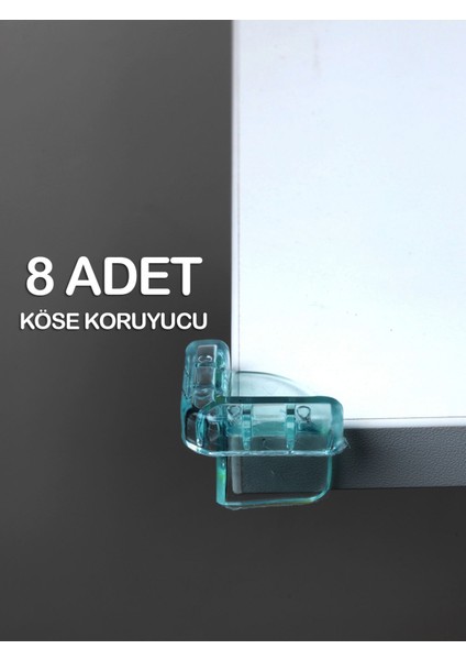 8 Adet Bebek Çocuk Masa Kenar Köşe Koruyucu Pvc Köşe Koruma