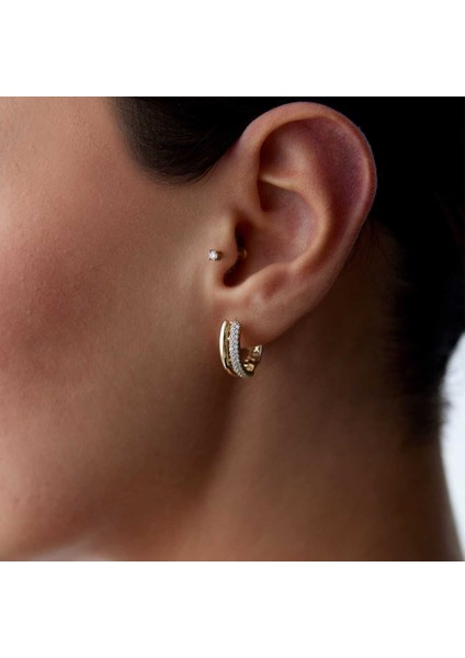 Yarı Sade Yarı Taşlı Küpe