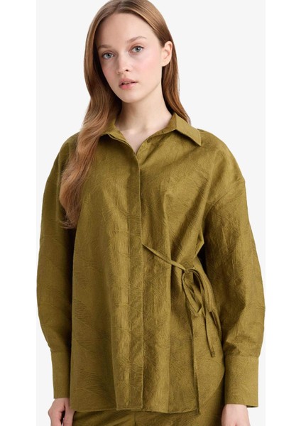 Regular Fit Gömlek Yaka Jakarlı Uzun Kollu Tunik F7983AX25AU