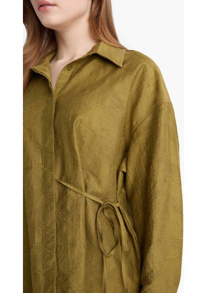 Regular Fit Gömlek Yaka Jakarlı Uzun Kollu Tunik F7983AX25AU indirimleri