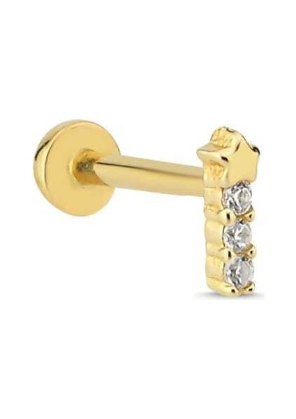 Üç Taşlı Yıldız Tragus Piercing