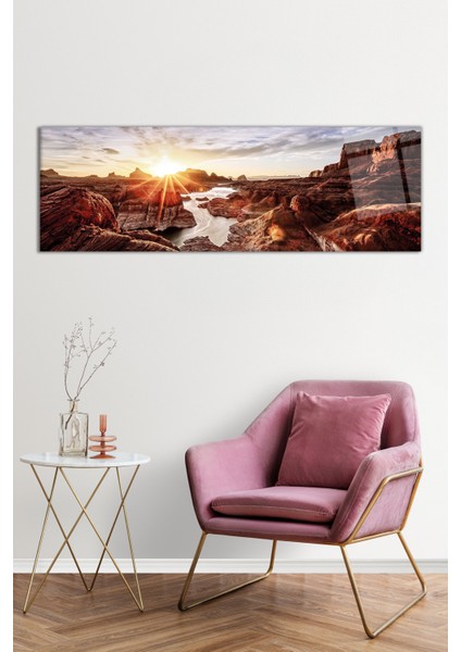 Yıllanmış Kayalar Manzarası Panoramik Cam Tablo, Darbelere Dayanıklı Kırılmaz Cam, Hediyelik fiyatları
