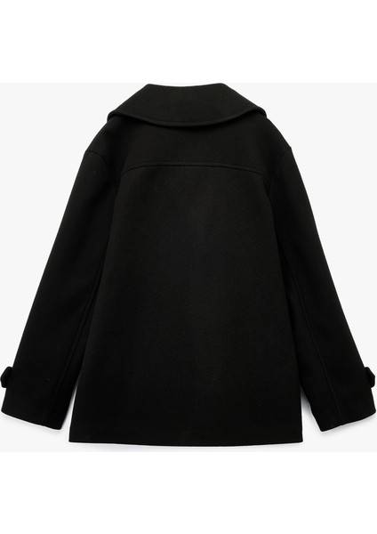 Cepli Düğmeli Kruvaze Uzun Kollu Kısa Kaşe Kaban fiyatları