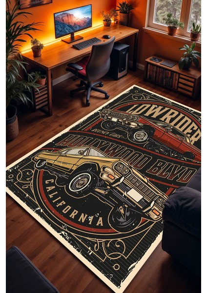 Anitika Araç Desenli Kaymaz Taban Makinede Yıkanabilir Gaming Oyuncu Gamer Genç Odası Halısı modelleri
