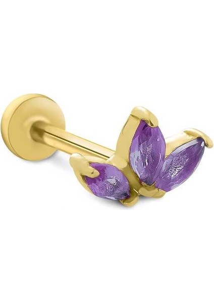 Purple Lotus Tragus Piercing