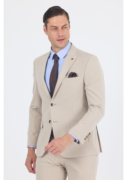 Bej Kırlangıç Yaka Kelebek Astar 6 Drop Slim Fit Beli Lastikli Takım Elbise 1001250176 fiyatları