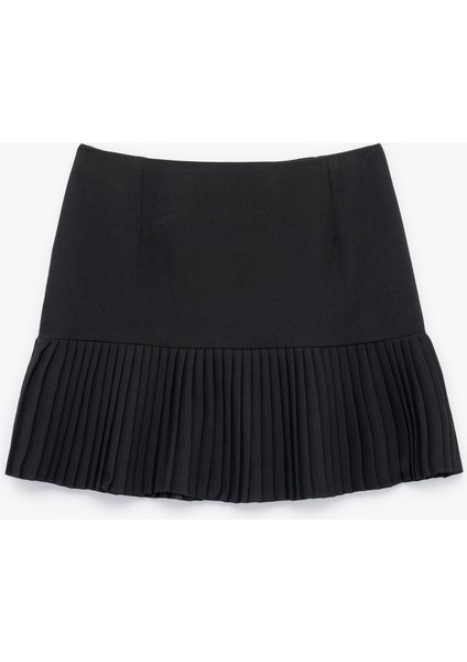 Krep Kumaş Piliseli Mini Etek