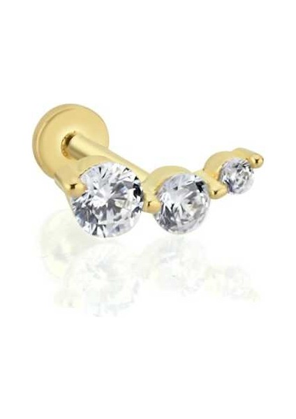 Üçlü Sıralı Taş Tragus Piercing