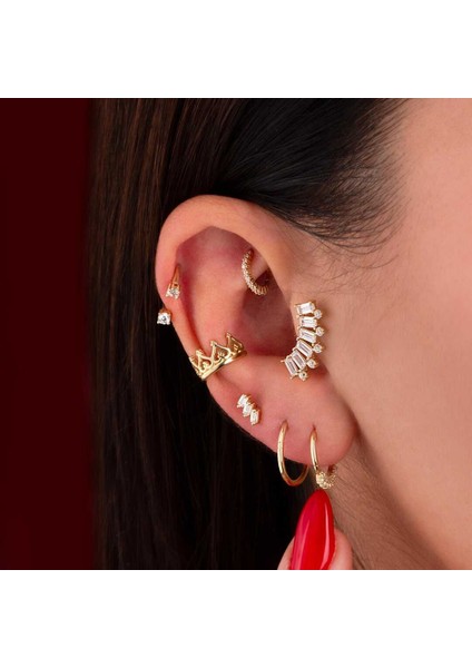 Altı Baget Taşlı Tragus Piercing