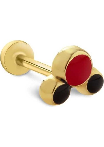 Black & Red Point Tragus Piercing