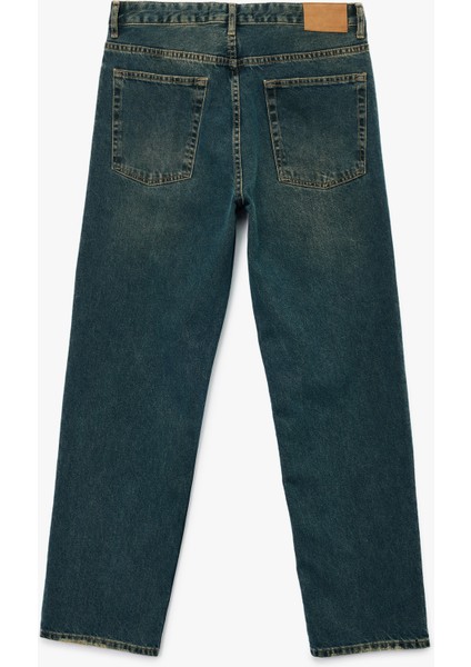 Normal Bel Pamuklu Vintage Straight Fit Jean Pantolon fiyatları
