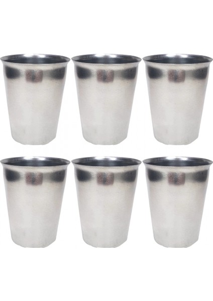 6 Adet Paslanmaz Çelik Krom Bardak 9 x 7,5 x 5,5cm