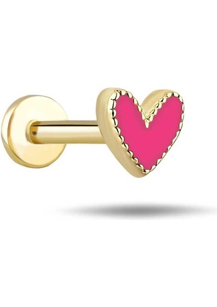 Pembe Mineli Small Kalp Tragus Piercing