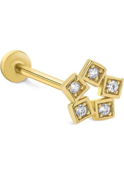 Square Flower Tragus Piercing