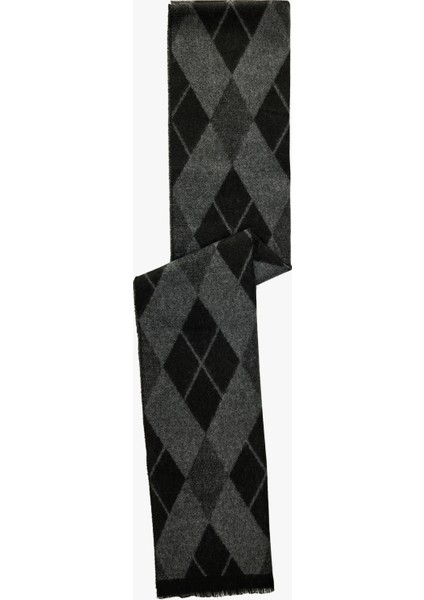 Viskon Karışımlı Uzun Baklava Desenli Atkı