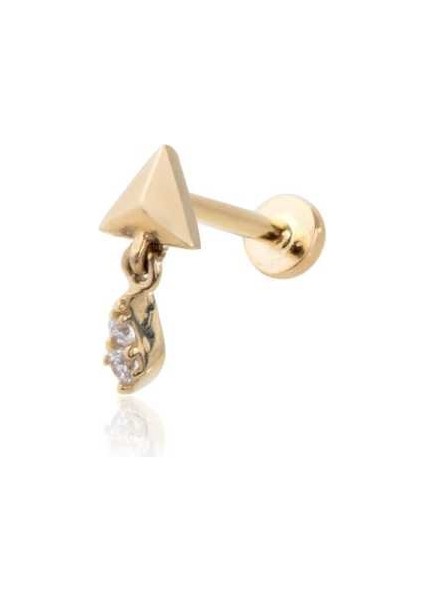 Üçgen Prizma Ucunda Taşlı Çubuk Tragus Piercing