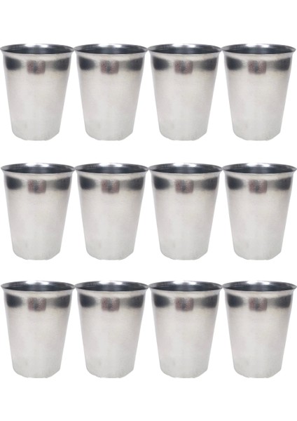 12 Adet Paslanmaz Çelik Krom Bardak 9 x 7,5 x 5,5cm