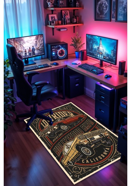 Anitika Araç Desenli Kaymaz Taban Makinede Yıkanabilir Gaming Oyuncu Gamer Genç Odası Halısı fiyatları