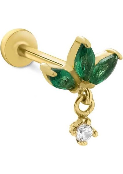 Yeşil Lotus Sallantılı Tragus Piercing
