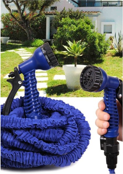 30 Metre Uzayan Bahçe Sulama Araç Yıkama Hortumu 7 Kademeli Başlıklı