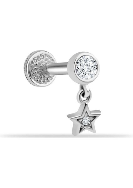 Taşlı Yıldız Sallantılı Minimal Tragus Piercing