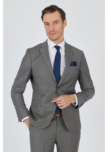 Lacivert Mono Yaka Düz 2 Düğme Classic Yünlü Slim Fit Takım Elbise 1001250175 modelleri