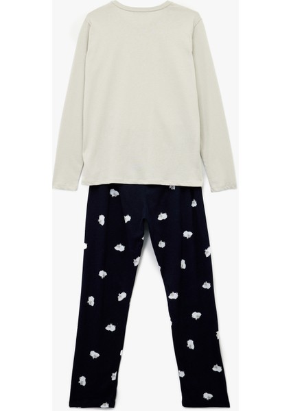 Pamuklu Kuzu Baskılı Uzun Kollu Pijama Takımı fiyatları