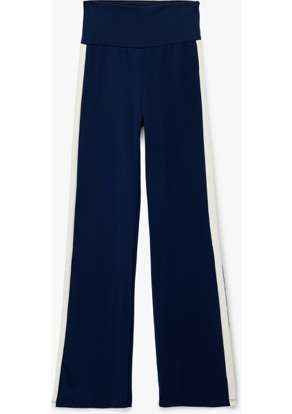 Ispanyol Paça Şerit Detaylı Interlok Kumaş Spor Tayt