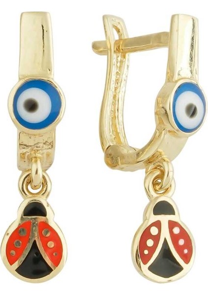 Sallantılı Gözlü Uğur Böceği Çocuk Küpesi