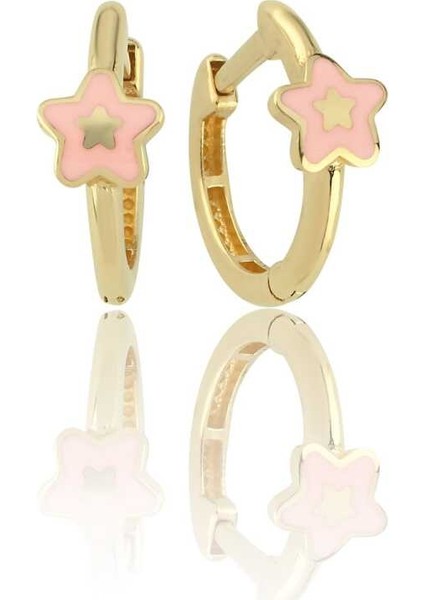 Pembe Mineli Yıldız Halka Çocuk Küpesi fiyatları