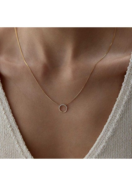 Yarım Tur Taşlı Charm Halkalı Sık Gurmet Zincir