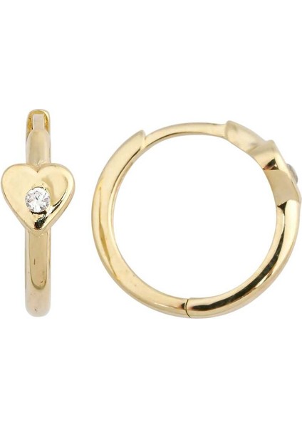 Taşlı Kalp Çocuk Küpesi