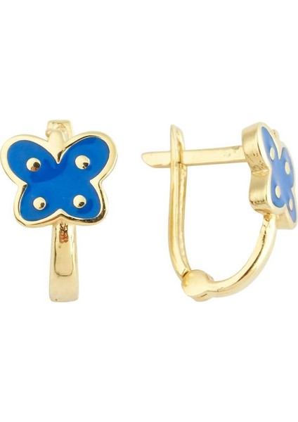 Minik Mavi Kelebek Çocuk Küpesi